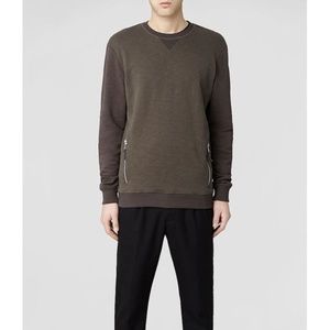 All Saints Arkan Crew Sweatshirt Small Zip Pockets